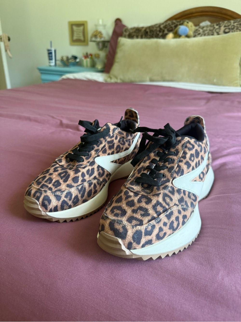 Dolce Vita Leopard Print Sneakers in Brown and Black